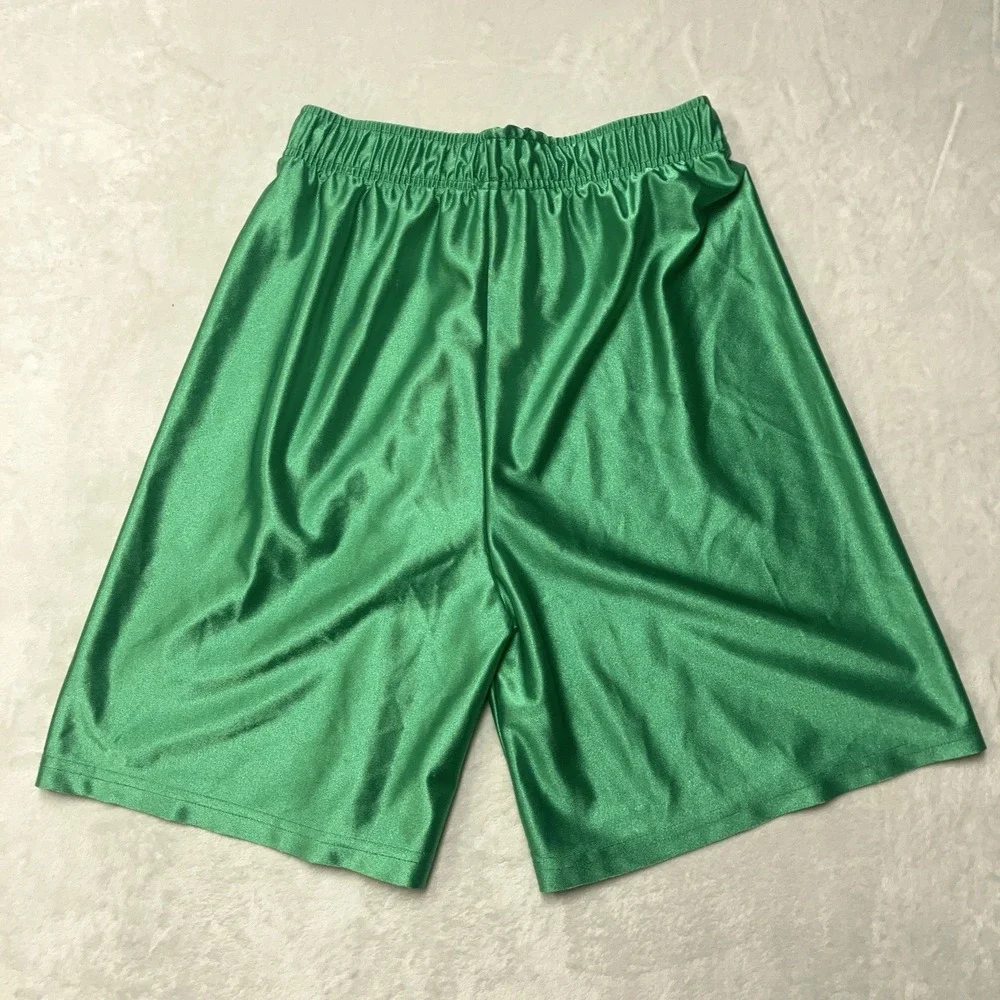 Vintage Made in Canada Shiny Silky Dazzle Shorts Mens Large Green Baggy Y2K 90s - Picture 2 of 8